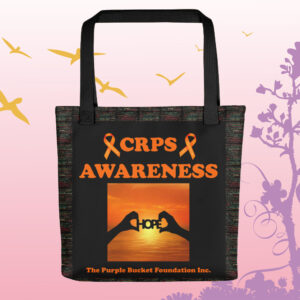 Eco friendly CRPS Awareness Hope Tote Bag with awareness ribbons