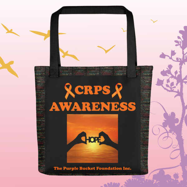 Eco friendly CRPS Awareness Hope Tote Bag with awareness ribbons